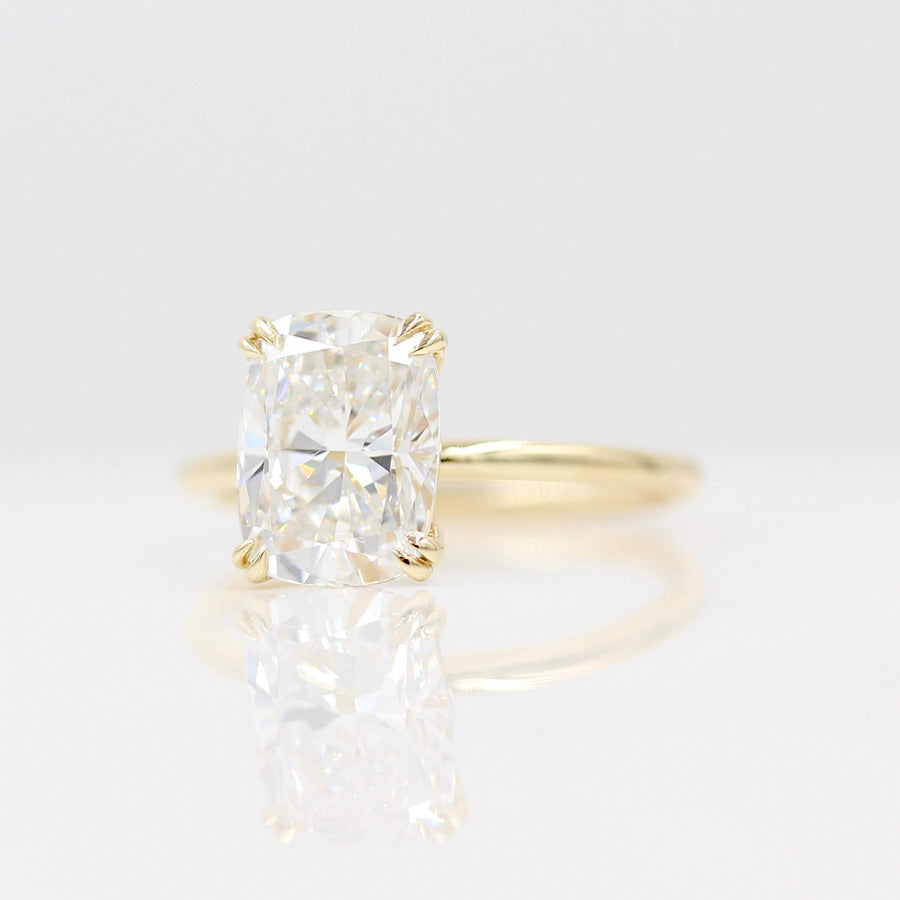 Moissanite Cushion Cut in Yellow Gold Ring