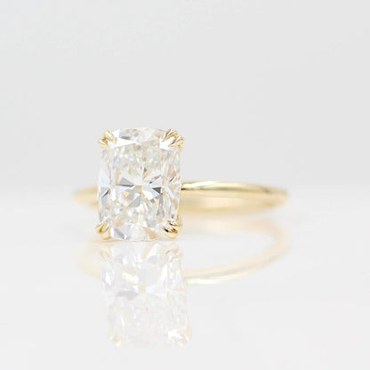 Moissanite Cushion Cut in Yellow Gold Ring