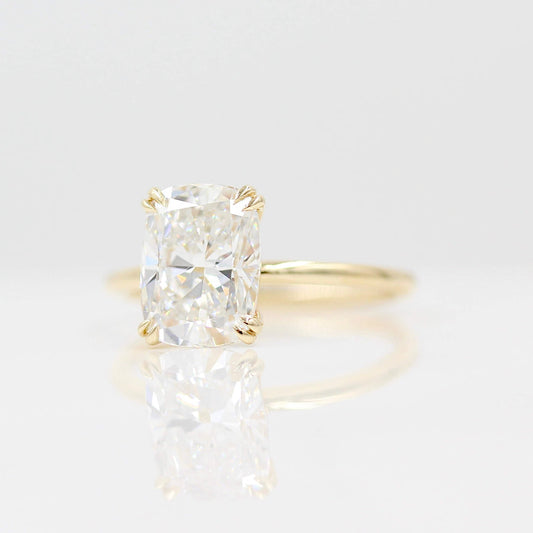 Moissanite Cushion Cut in Yellow Gold Ring