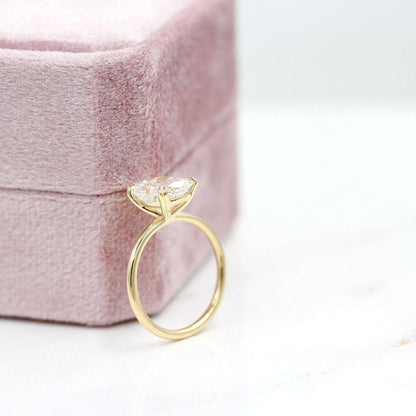 Moissanite Cushion Cut in Yellow Gold Ring