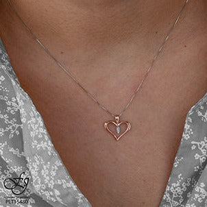 10K Rose Gold Diamond Heart Necklace