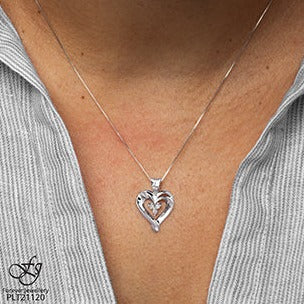 10K White Gold Diamond Heart Necklace