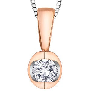 10K Rose Gold Tension Set Diamond Necklace