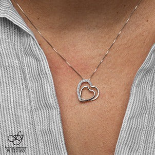 10K Gold Diamond Double Heart Necklace
