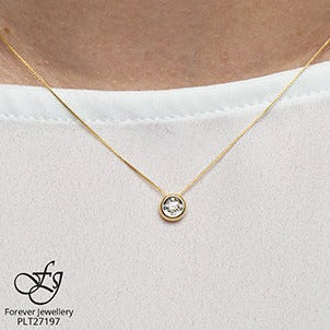10K Two Tone Diamond Circle Necklace
