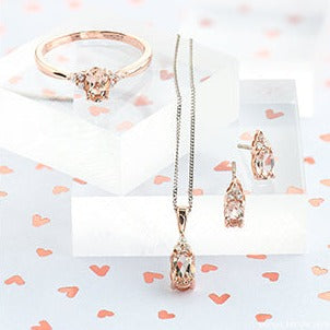 10K Rose Gold Morganite Diamond Necklace