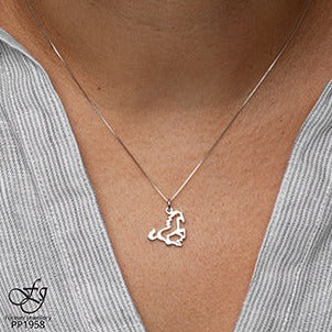 10K White Gold Horse Necklace with Canadian Diamond