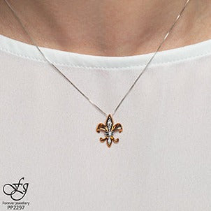 10K Rose Gold Diamond Fleur De Lys Necklace
