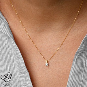 10K Yellow Gold Solitaire Diamond Necklace