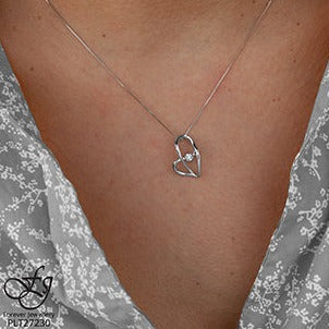 10K White Gold Heart Pulse Necklace