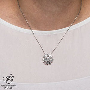 Sterling Silver Diamond Snowflake Necklace