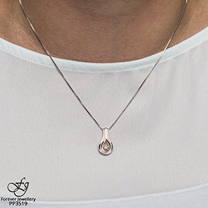 Rose Gold Silver Diamond Drop Necklace