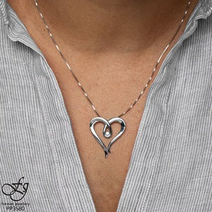Sterling Silver Heart Diamond Necklace