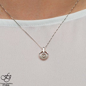 10K Two Tone Circle Diamond Necklace