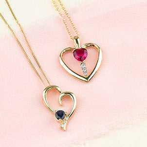 10K Yellow Gold Sapphire Heart Necklace