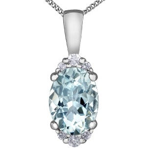 White Gold Diamond Aquamarine Necklace