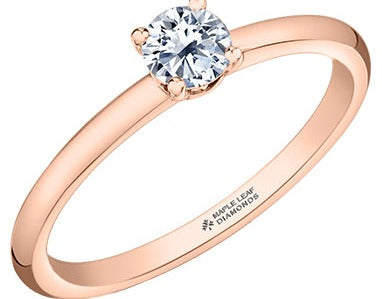 18K Rose Gold Maple Leaf Diamond Engagement Ring