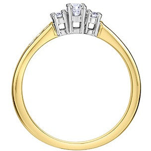 14K Yellow Gold Past Present Future Diamond Ring
