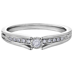 10K White Gold Illusion Set Diamond Ring