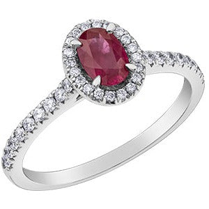 10K White Gold Ruby & Diamond Ring