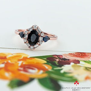 10K Rose Gold Diamond & Sapphire Ring