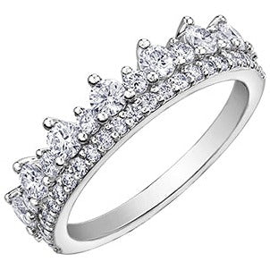 10K White Gold Diamond Crown Ring