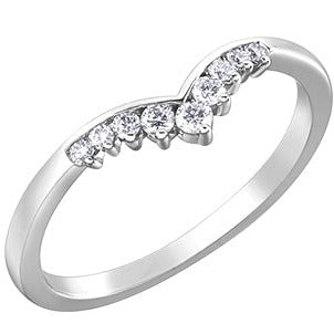 10K White Gold Chevron Diamond Ring