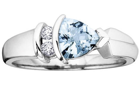 White Gold Aquamarine Diamond Ring