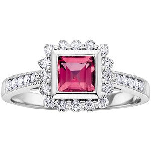 10K White Gold Pink Tourmaline Ring