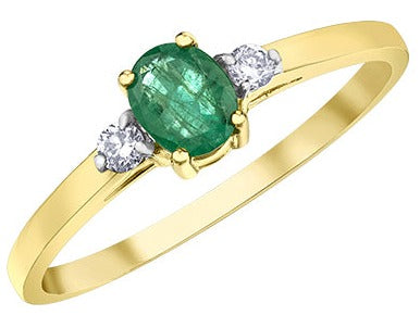 10K Yellow Gold Diamond & Emerald Ring
