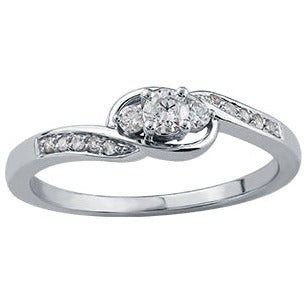 10K White Gold Three Stone Engagement Ring