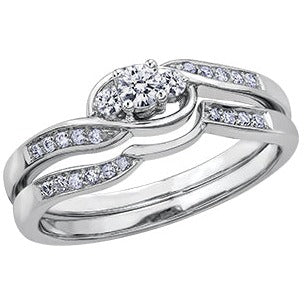 10K White Gold Three Stone Engagement Ring