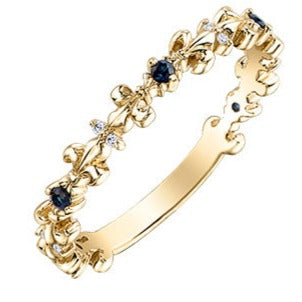 10K Yellow Gold Sapphire & Diamond Ring