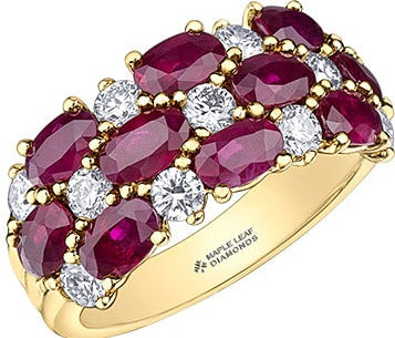 14K Yellow Gold Diamond & Ruby Ring