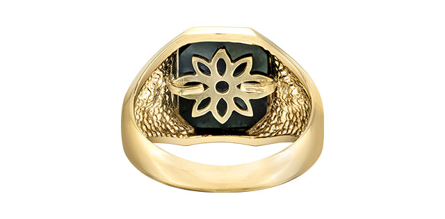 10K Yellow Gold Diamond & Onyx Men's Ring