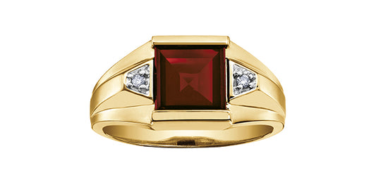 10K Yellow Gold Diamond & Garnet Ring