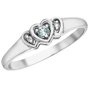 Dainty Aquamarine Heart Ring