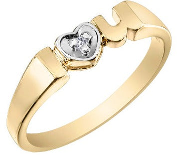 10K Yellow Gold Diamond I <3 U Ring