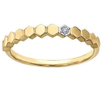 10K Gold Diamond Hexagon Ring