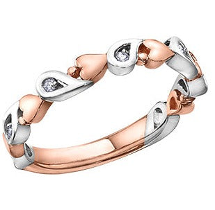 10K Rose Gold Diamond Heart Band