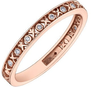 10K Rose Gold Diamond XO Ring
