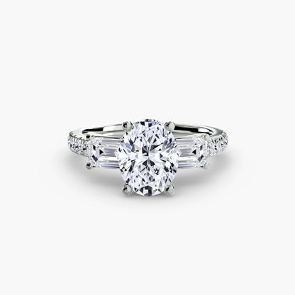 Three-Stone Ring with Pavé Band 4