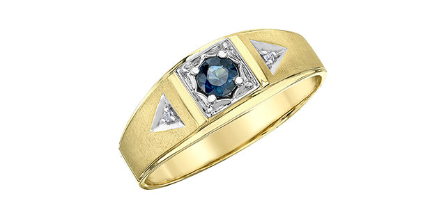 10K Yellow Gold Diamond & Sapphire Men's Ring