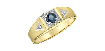 10K Yellow Gold Diamond & Sapphire Men's Ring