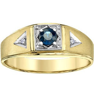 10K Yellow Gold Diamond & Sapphire Men's Ring