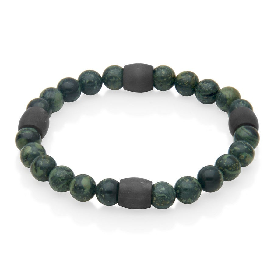 Jasper & Carbon Fibre Beaded Bracelet