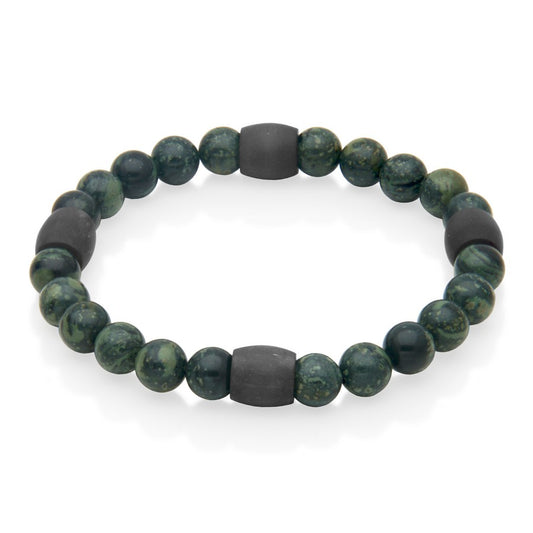 Jasper &amp; Carbon Fibre Beaded Bracelet