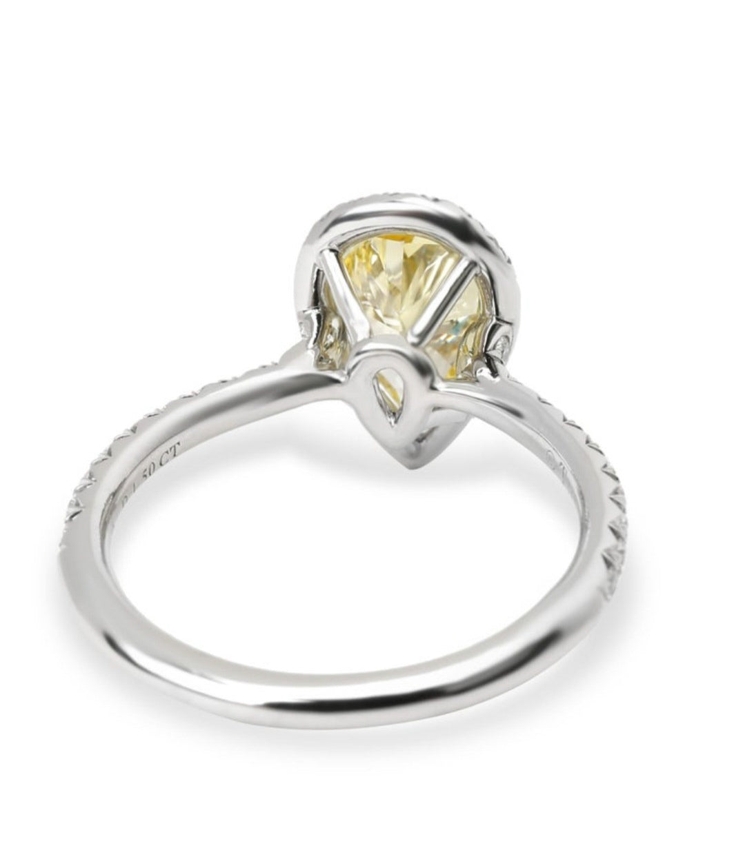 Yellow Moissanite Pear Cut Ring in White Gold