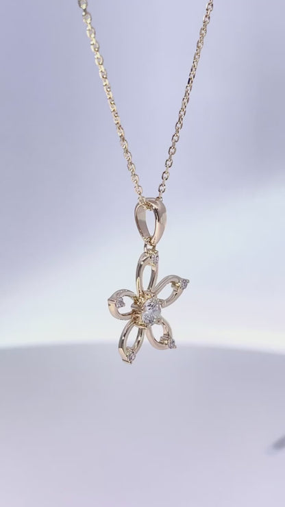 Yellow Gold Flower Necklace