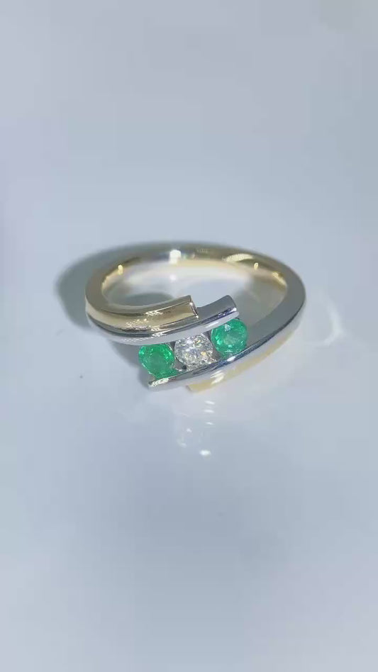 Diamond Emerald Bypass Ring